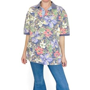 Vintage Overton Shirtmakers Men’s Colorful Floral Tropical Collar Shirt